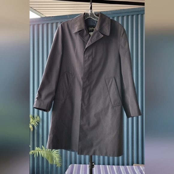 Vintage Diplomat Mens Grey/Black Trench Coat  Outerwear Overcoat 38 Short Hood - Picture 4 of 15